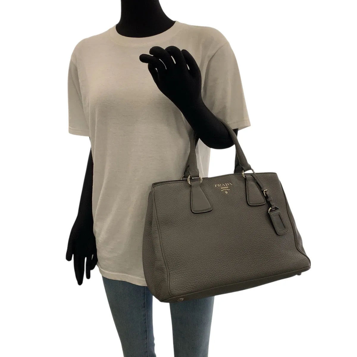 PRADA Shoulder Bag BN2579 leather gray Vitterodino logo