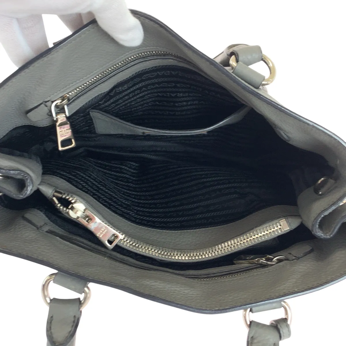 PRADA Shoulder Bag BN2579 leather gray Vitterodino logo