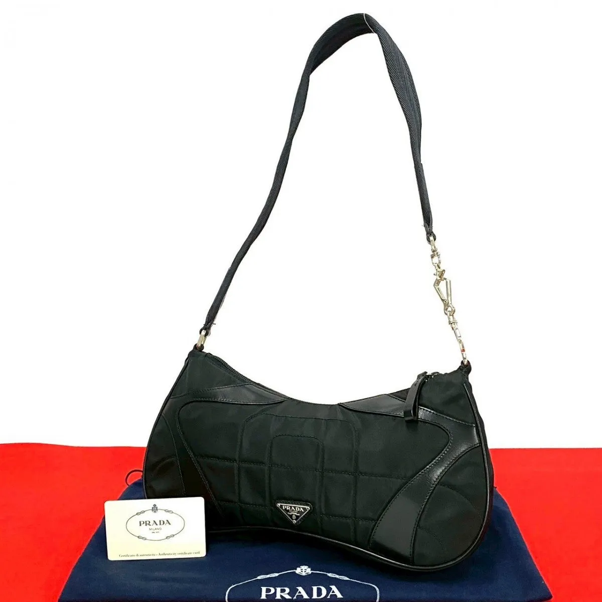 PRADA Shoulder Bag leather black