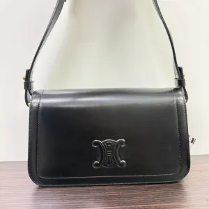 Preloved Celine Leather Shoulder Bag LB110364 Black - Vintage Designer Handbag