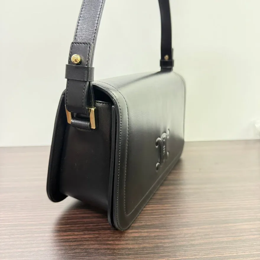 Preloved Celine Leather Shoulder Bag LB110364 Black - Vintage Designer Handbag