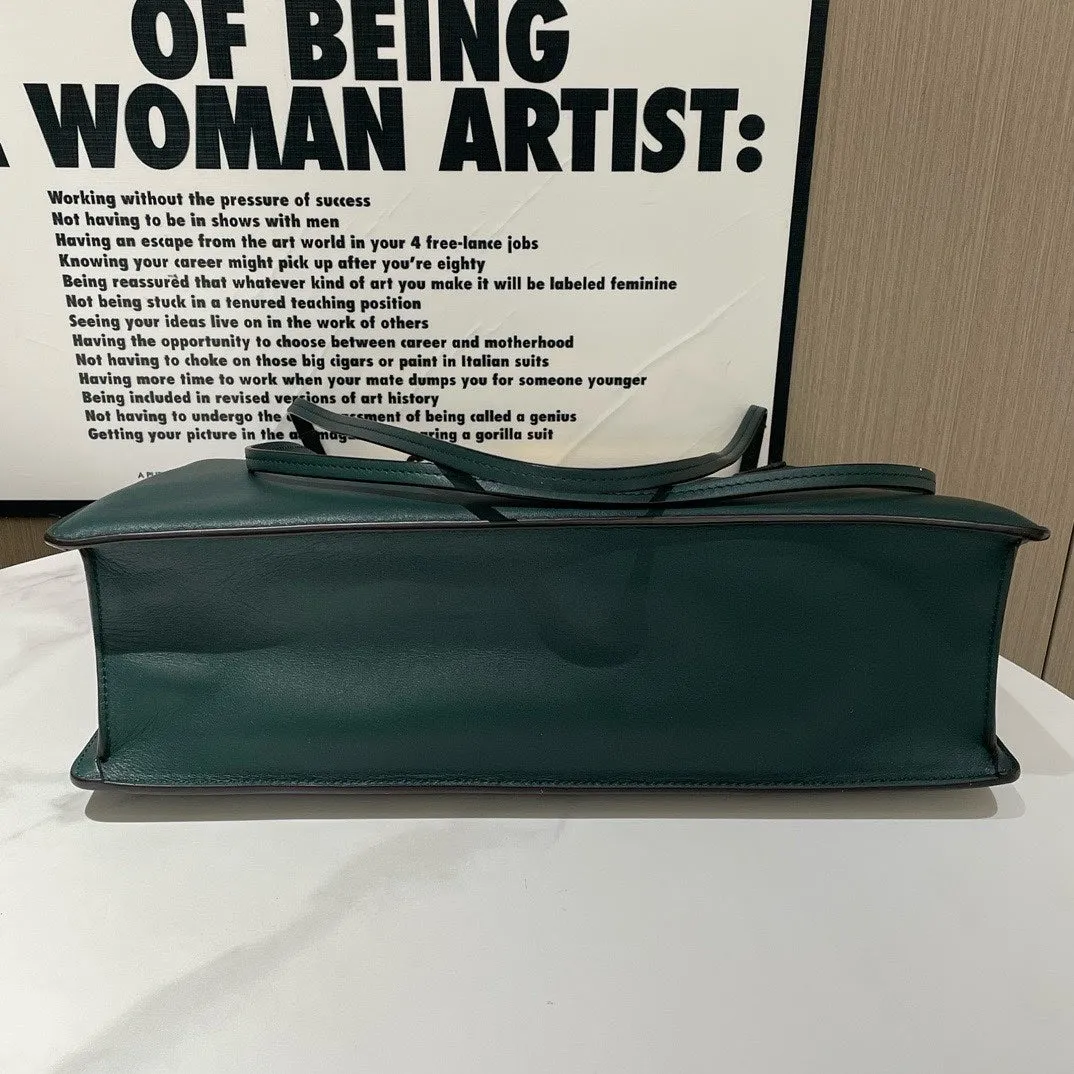 Preloved Celine Soft Clasp Medium Green Leather Shoulder Bag (2020) #13203