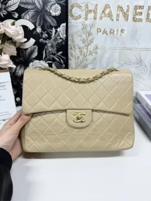 Preloved Chanel Beige Quilted Leather Shoulder Bag