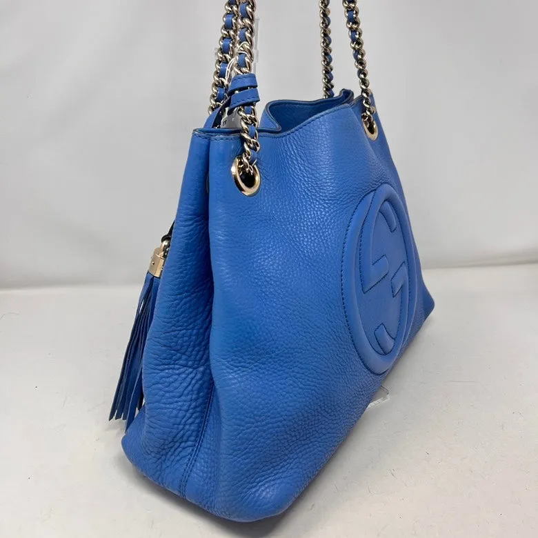 Preloved Gucci Soho Leather Chain Shoulder Bag AE935 in Blue
