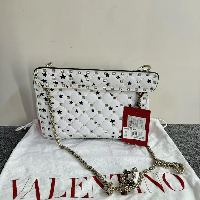 Preloved Valentino Rockstud Chain Bag White/Pink Shoulder Bag