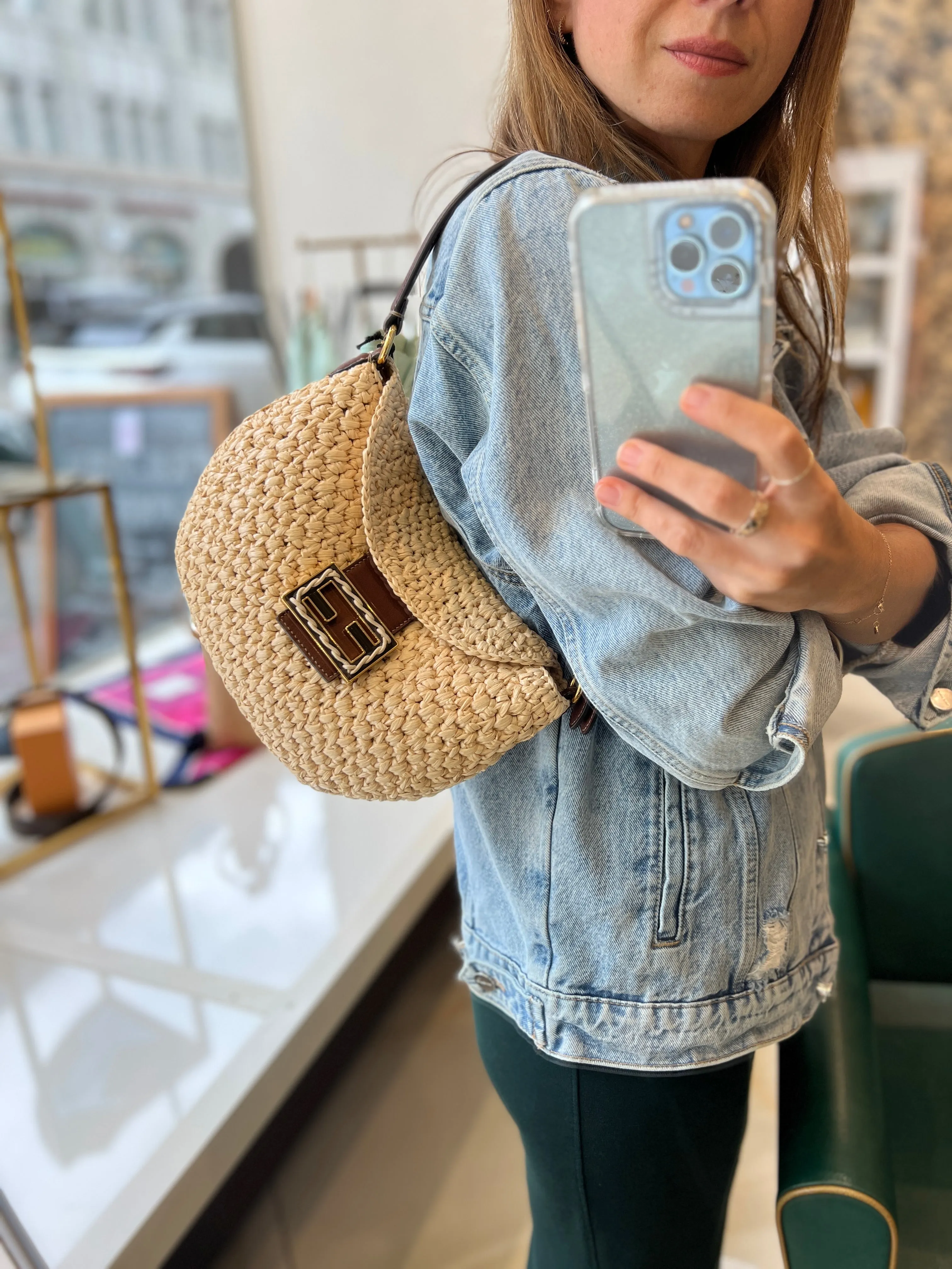 Raffia shoulder bag