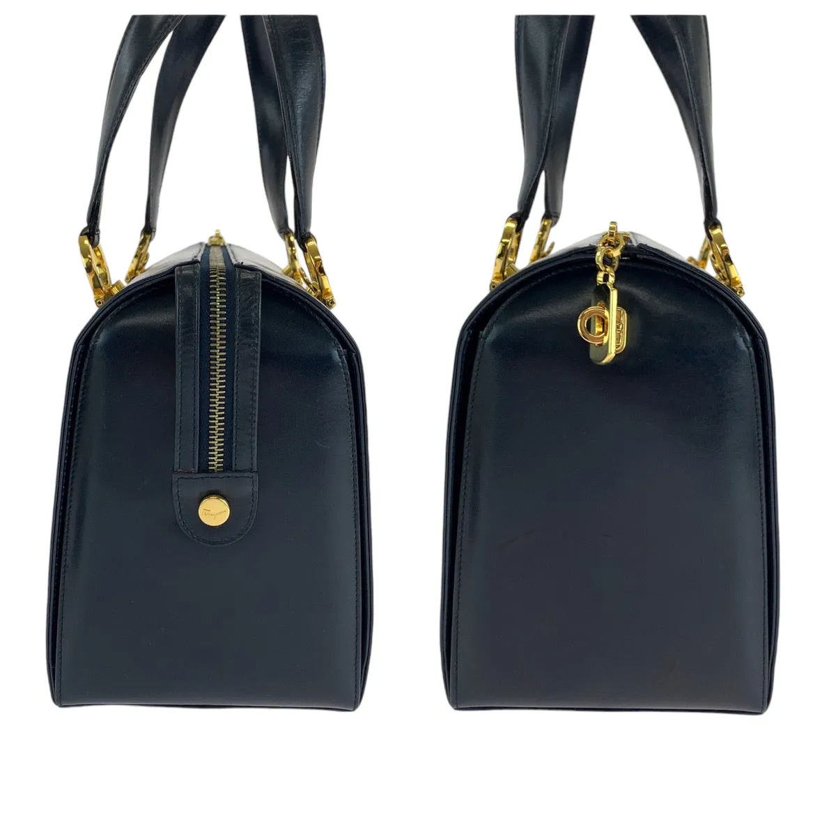 Salvatore Ferragamo Handbag leather Black GoldMetal Shoulder Bag Handbag 2way Gancini Women Used