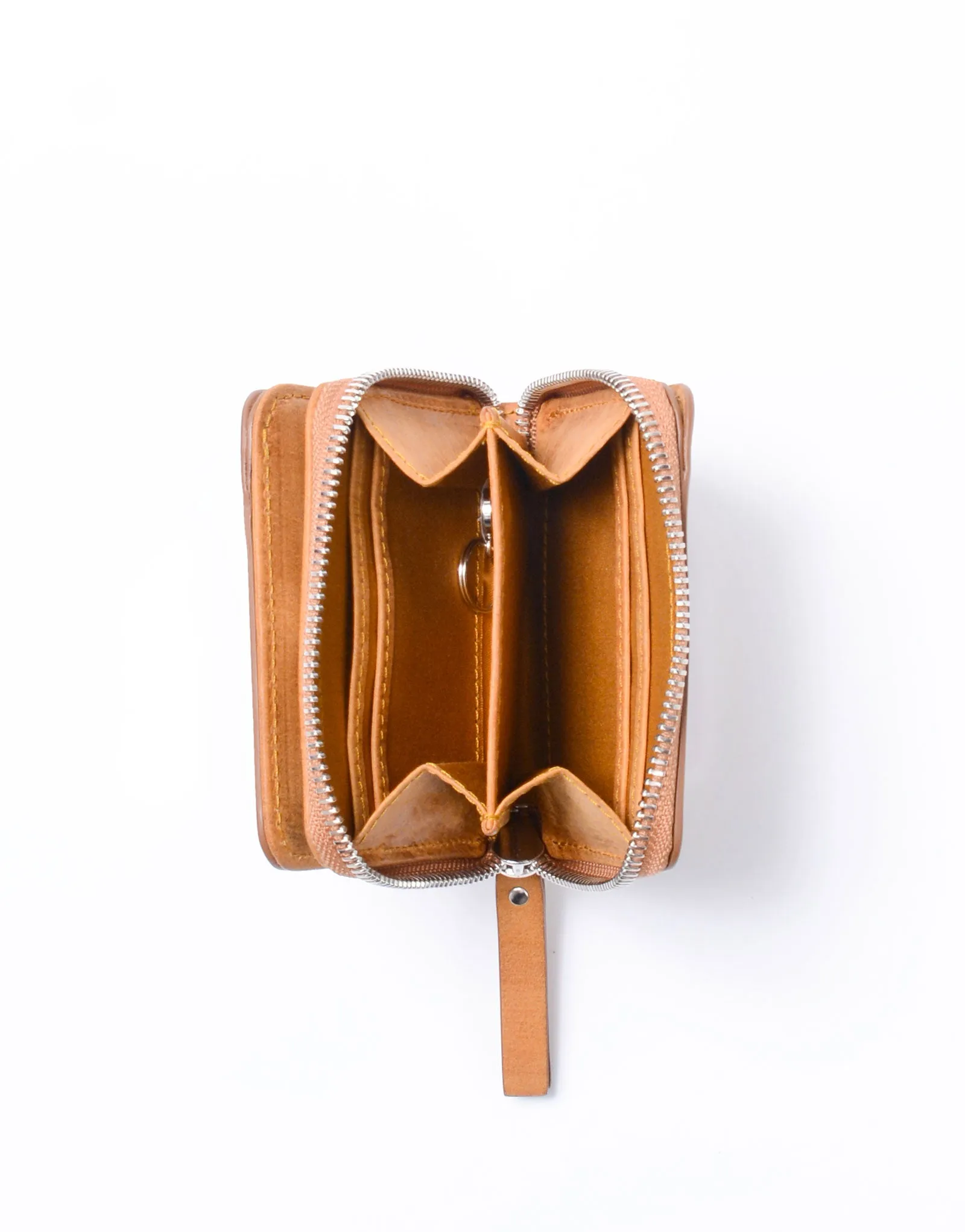 Sand Round Zipper Compact Wallet No.04282