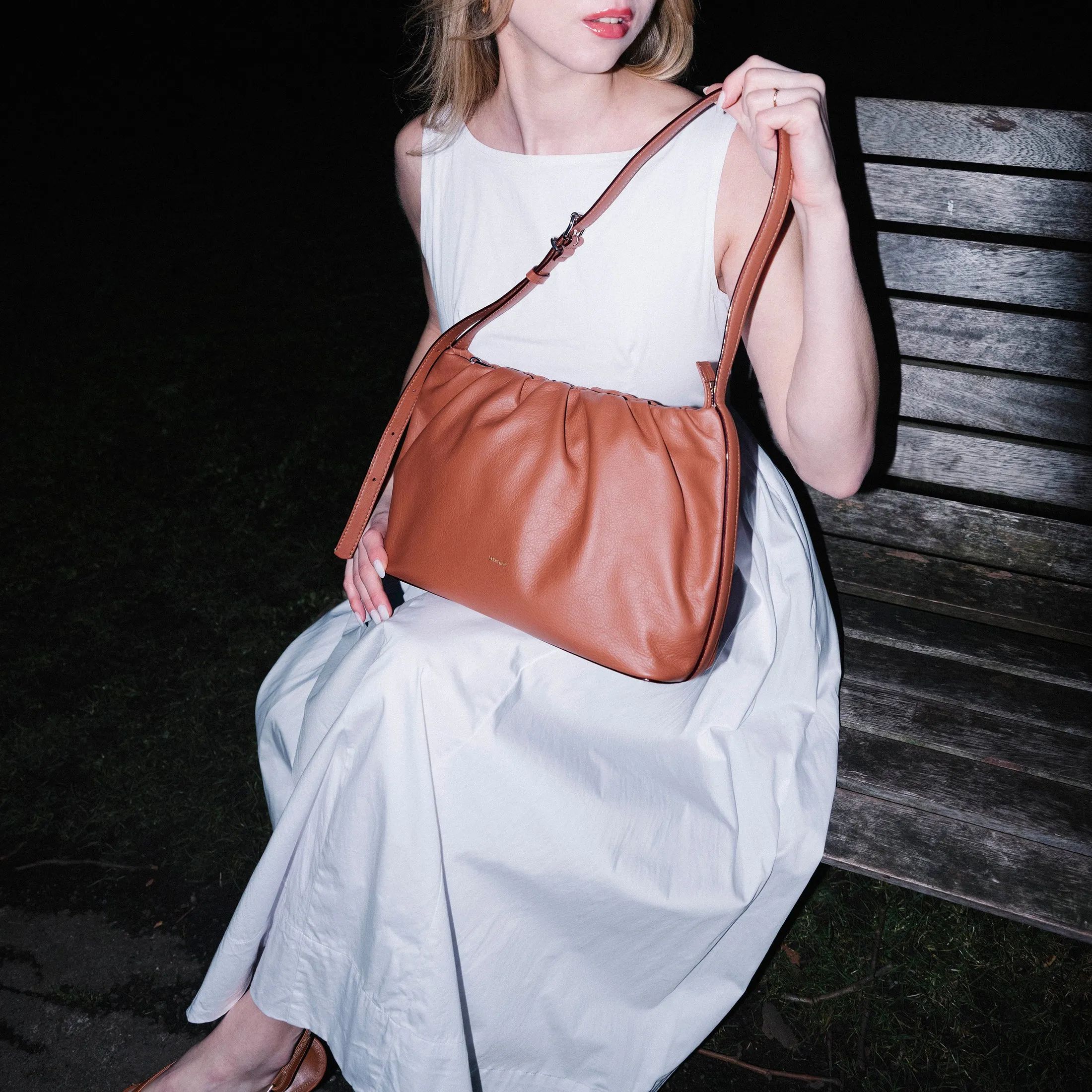 Scrunchie Zip Shoulder Bag - Moonlight