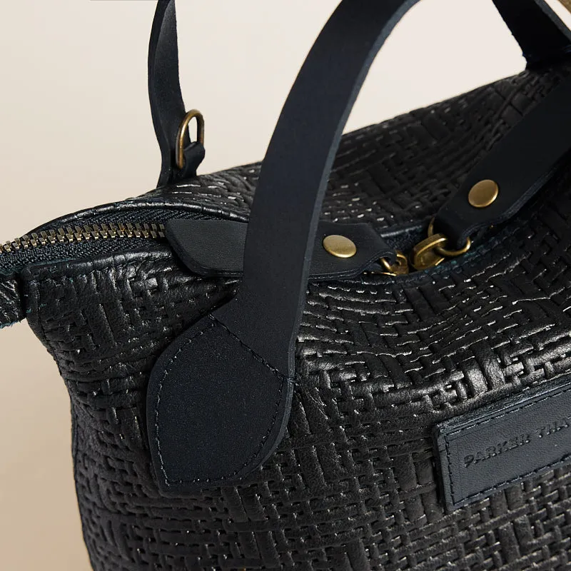 Small Charlie - Leather Black Basketweave