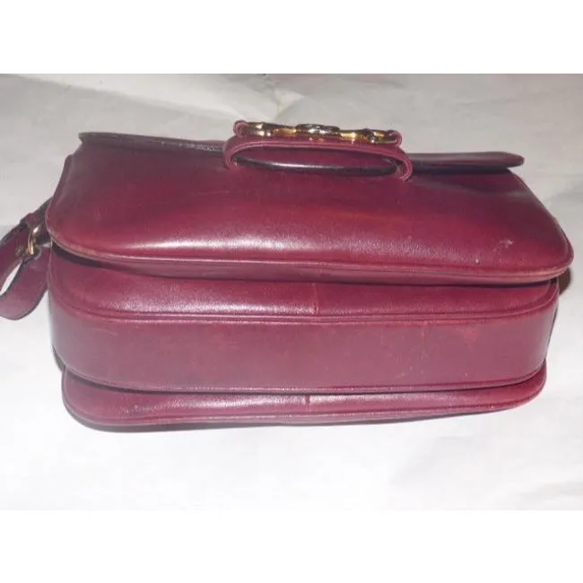 SOLD! Gucci Horsebit W Clasp Burgundy Leather Shoulder Bag