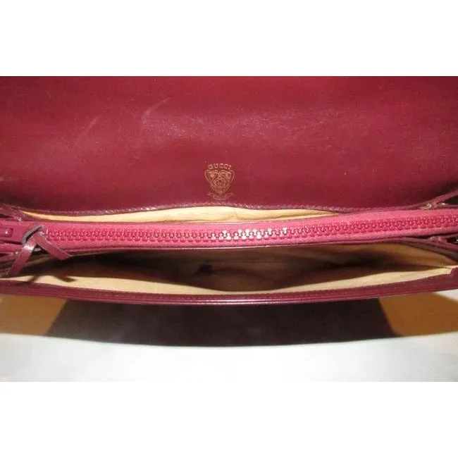 SOLD- Gucci Horsebit W Envelope Purse Bold Gold Accents Burgundy Leather Shoulder Bag