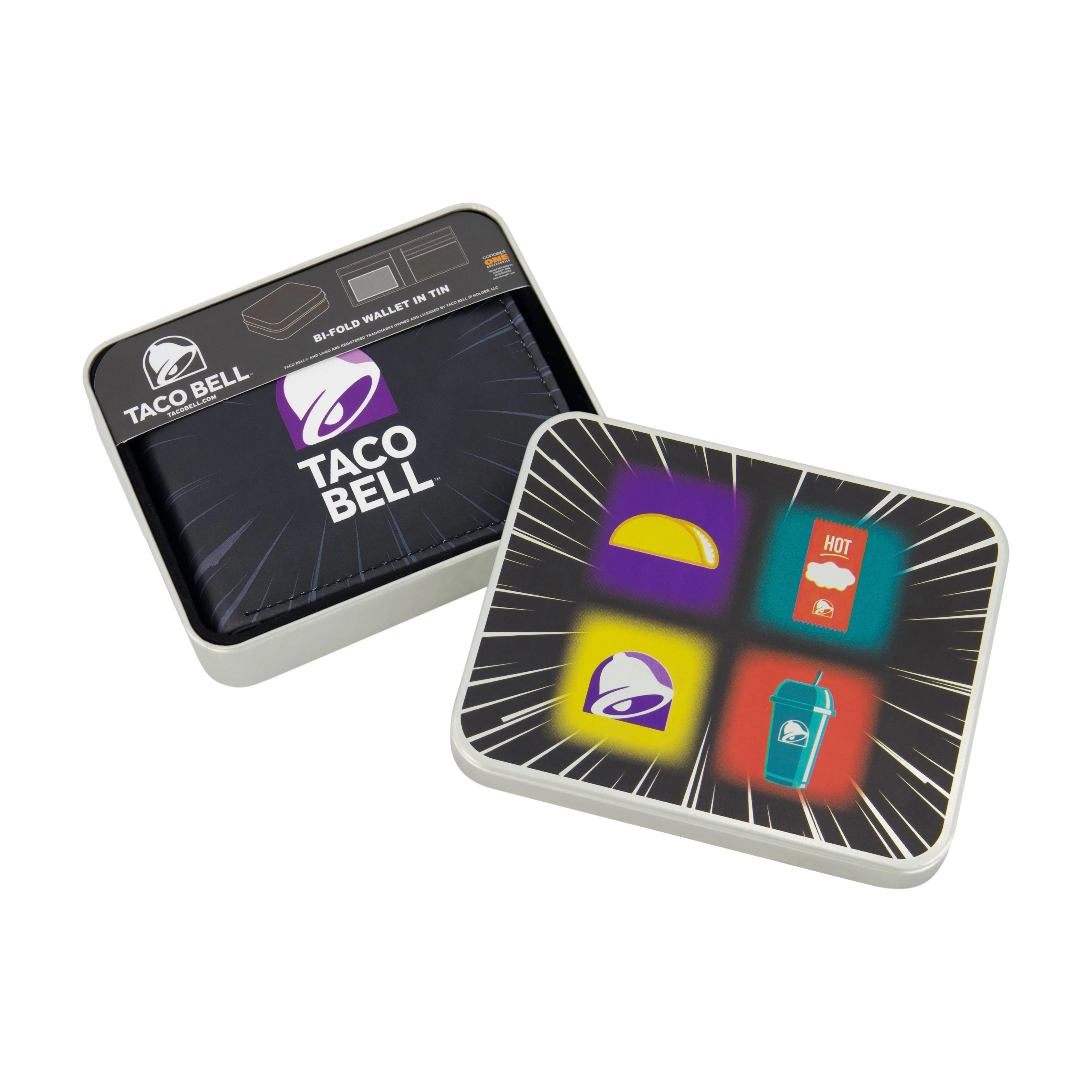 TACO BELL LOGO Bifold Wallet, Slim Wallet with Decorative Tin for Men and Women