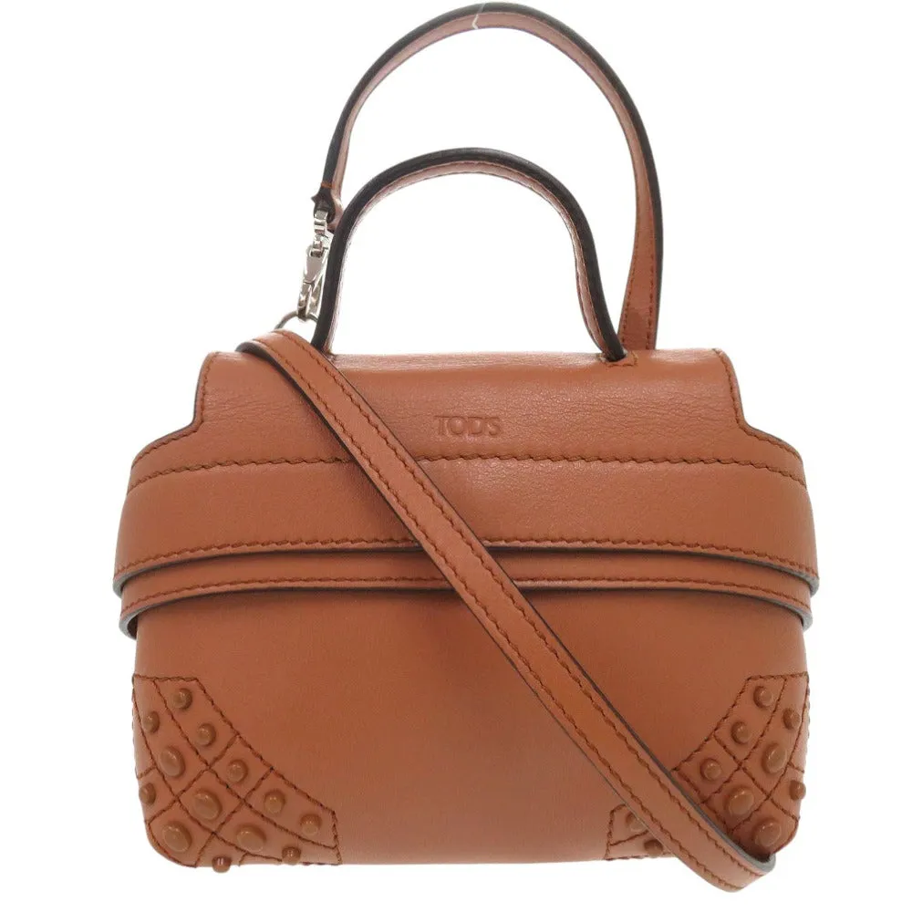 TOD?fS Handbag leather Brown 2WAY Micro Wave Bag Shoulder Bag Crossbody Women Used