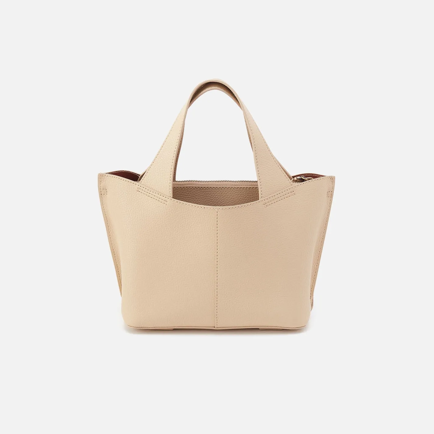 Vida Small Tote in Micro Pebbled Leather - Almond
