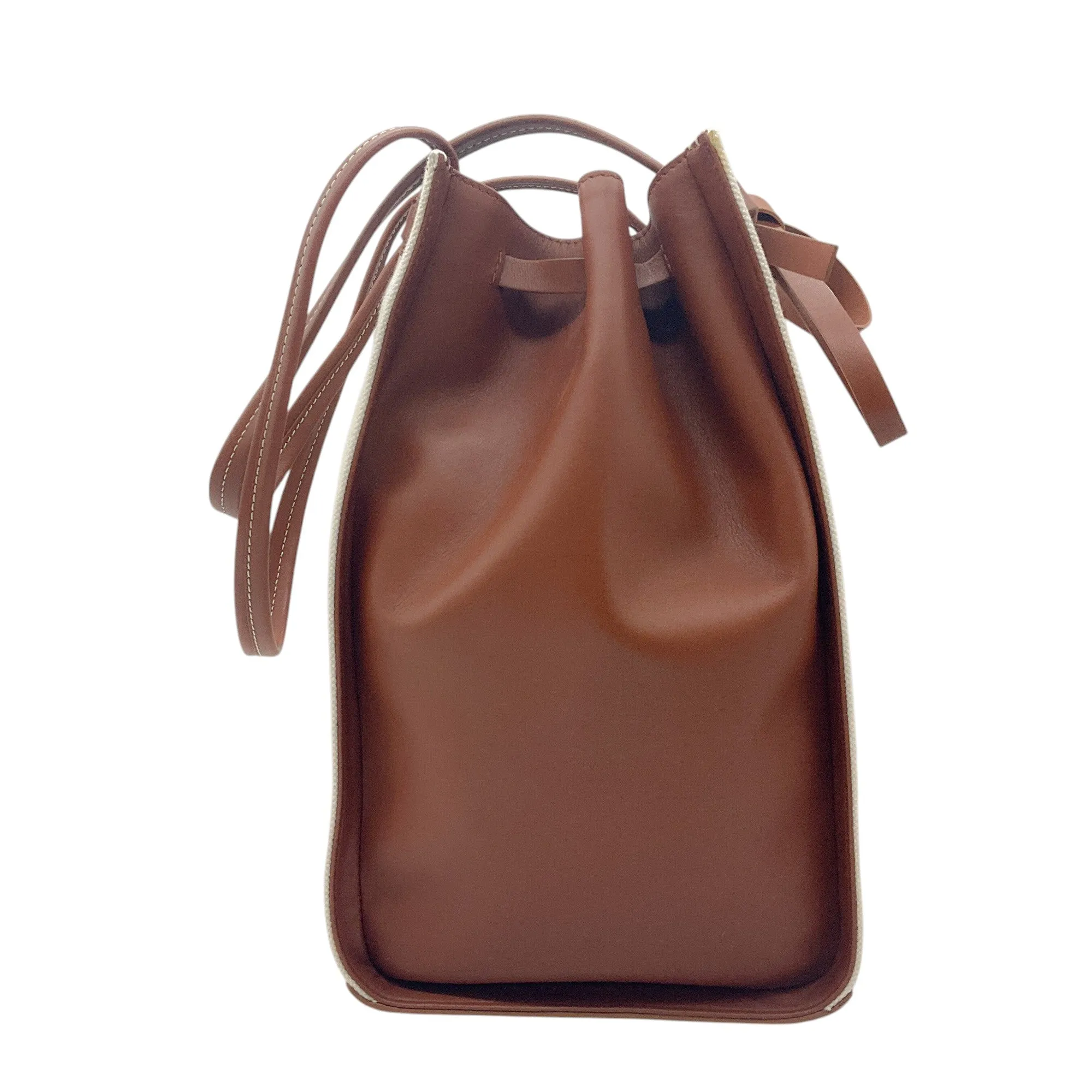 Vince Natural / Brown Leather Trimmed Linen Tote
