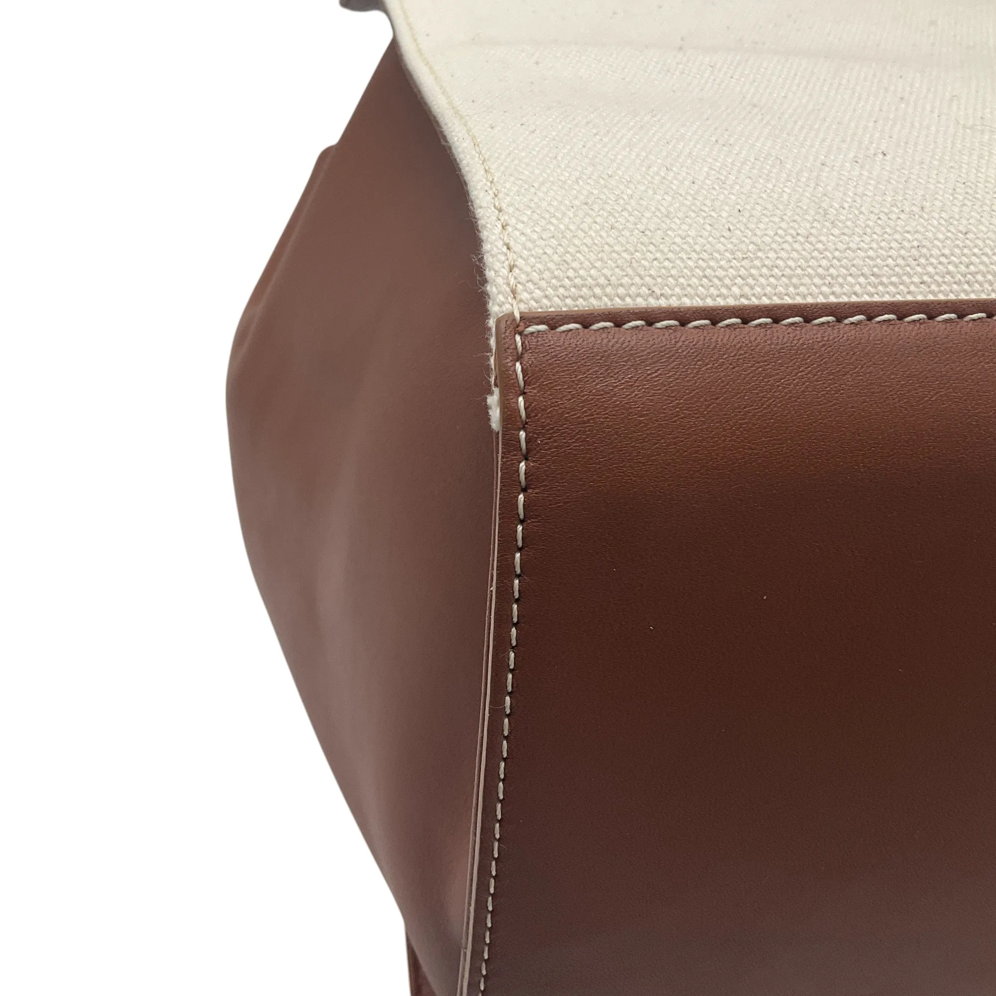 Vince Natural / Brown Leather Trimmed Linen Tote