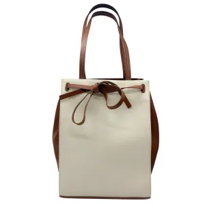 Vince Natural / Brown Leather Trimmed Linen Tote