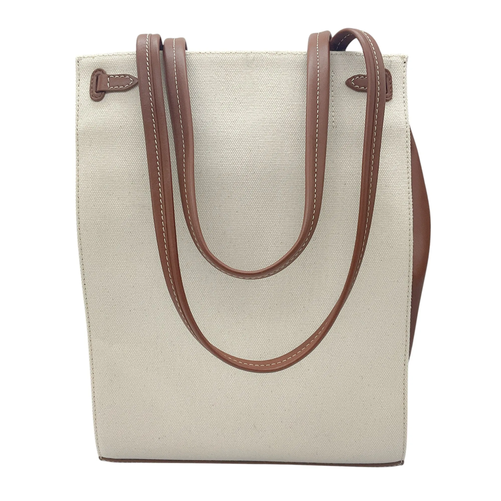 Vince Natural / Brown Leather Trimmed Linen Tote